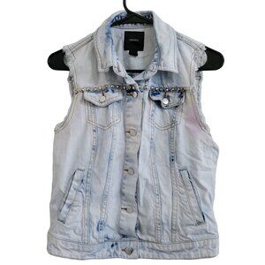 Forever 21 Denim Vest Womens Size Small Embellished Light Wash  Jean Jacket